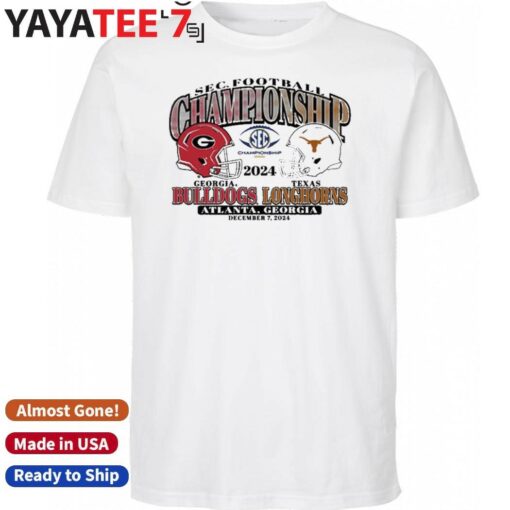 2024 SEC Football Championship Game Bound Georgia Bulldogs vs Texas Longhorns Helmet Shirt