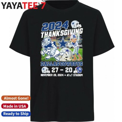 2024 Thanksgiving Dallas Cowboys 27-20 New York Giants November 28 2024 At and T Stadium shirt