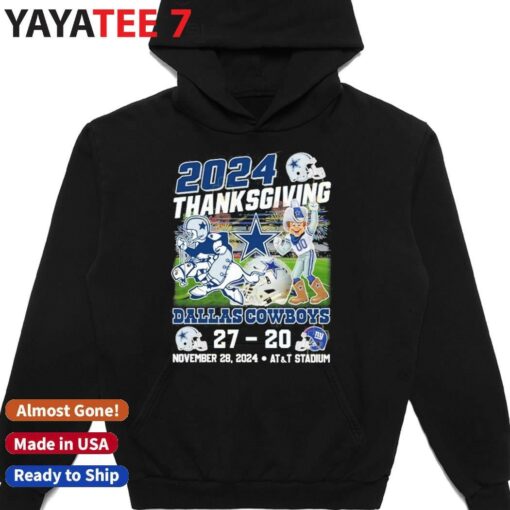 2024 Thanksgiving Dallas Cowboys 27-20 New York Giants November 28 2024 At and T Stadium shirt