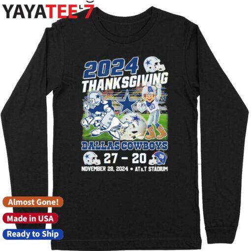 2024 Thanksgiving Dallas Cowboys 27-20 New York Giants November 28 2024 At and T Stadium shirt