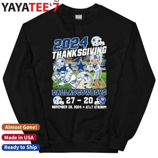 2024 Thanksgiving Dallas Cowboys 27-20 New York Giants November 28 2024 At and T Stadium shirt