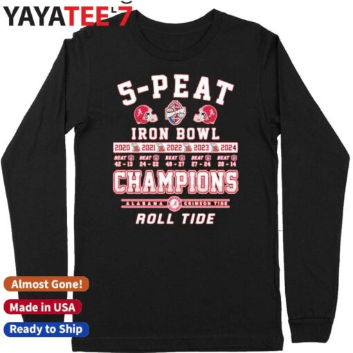 Alabama Crimson Tide 5-Peat 2024 Iron Bowl Alabama Champions Roll Tide T-Shirt