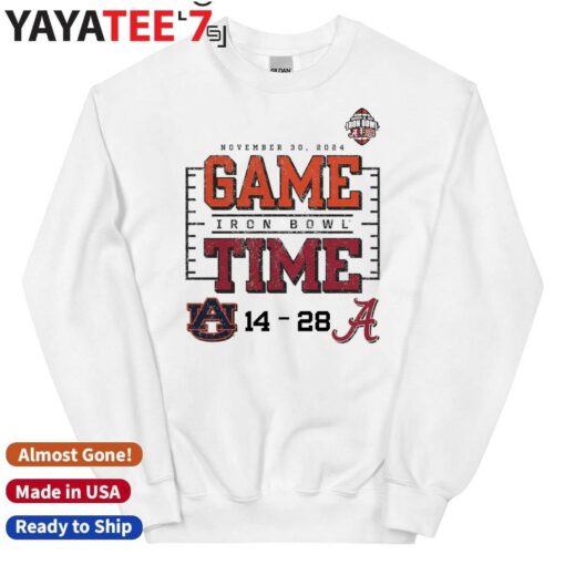 Alabama Crimson Tide vs. Auburn Tigers   2024 Iron Bowl Game Time 28 14 Score T-Shirt