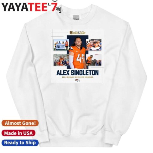 Alex Singleton 2024 Denver Broncos Walter Payton Man of the Year nominee shirt