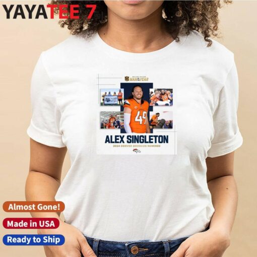 Alex Singleton 2024 Denver Broncos Walter Payton Man of the Year nominee shirt