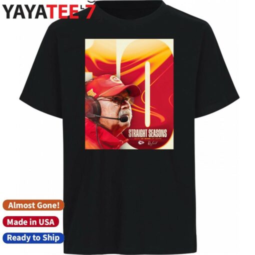 Andy Reid 10 Straight Seasons With 10 WIns Or More Kansas City Chiefs Coach Shirt