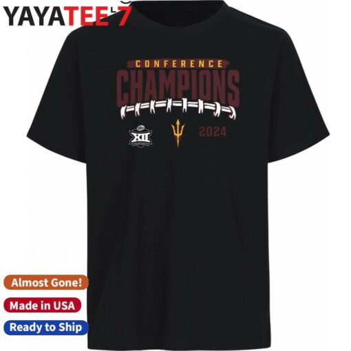 Arizona State Sun Devils 2024 Big 12 Football Conference Champions Endzone Rush T-Shirt