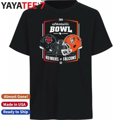 Arkansas State Red Wolves vs. Bowling Green Falcons 2024 68 Ventures Bowl Head-To-Head Helmet Shirt