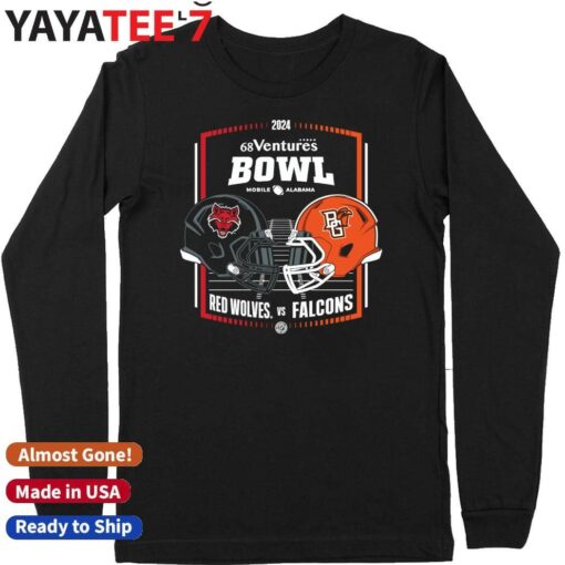 Arkansas State Red Wolves vs. Bowling Green Falcons 2024 68 Ventures Bowl Head-To-Head Helmet Shirt