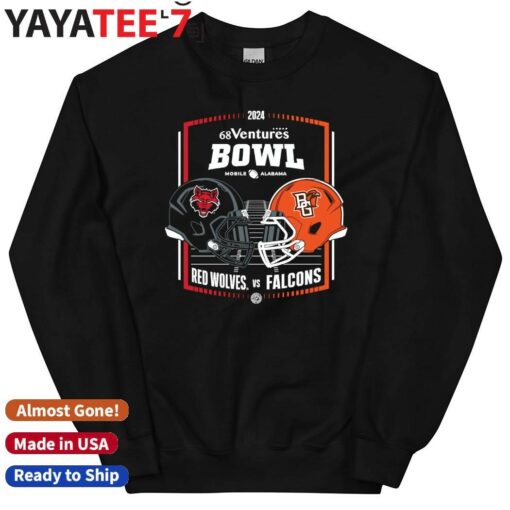 Arkansas State Red Wolves vs. Bowling Green Falcons 2024 68 Ventures Bowl Head-To-Head Helmet Shirt