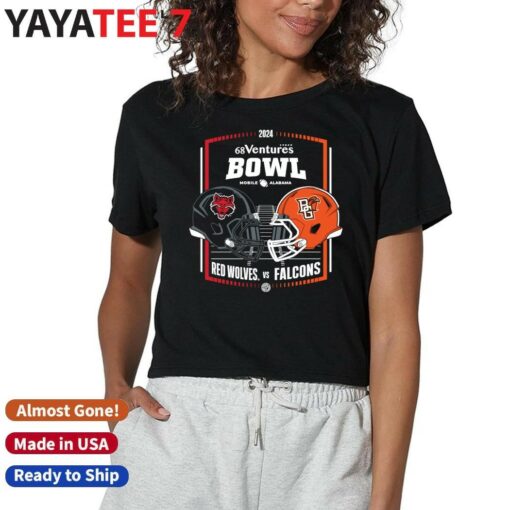 Arkansas State Red Wolves vs. Bowling Green Falcons 2024 68 Ventures Bowl Head-To-Head Helmet Shirt