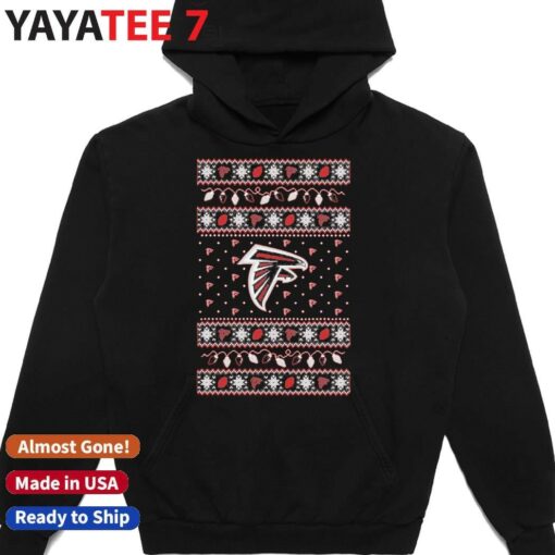 Atlanta Falcons NFL Logo Holiday Lights Ugly Christmas T-Shirt