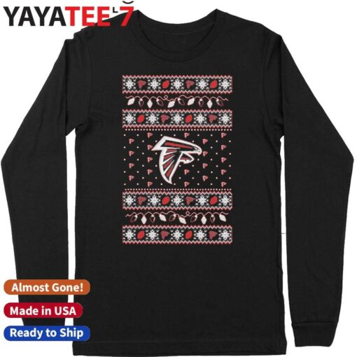 Atlanta Falcons NFL Logo Holiday Lights Ugly Christmas T-Shirt