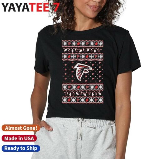 Atlanta Falcons NFL Logo Holiday Lights Ugly Christmas T-Shirt