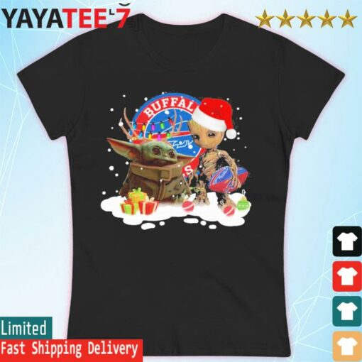 Baby Yoda and Santa Groot Buffalo Bills Christmas Light 2022 shirt