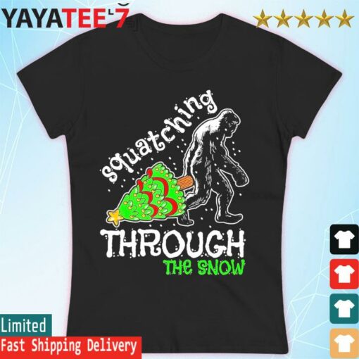 Bigfoot squatching through the snow Merry Christmas shirt