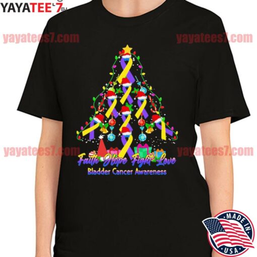 Faith hope fight love bladder cancer awareness Christmas tree shirt