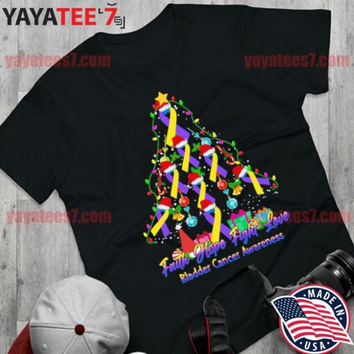 Faith hope fight love bladder cancer awareness Christmas tree shirt