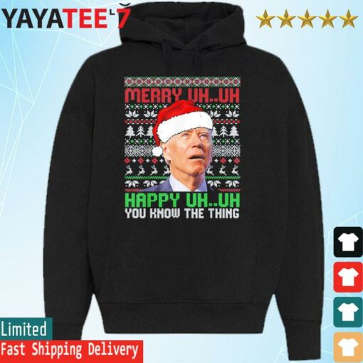 Funny Santa Joe Biden Merry Uh Uh Christmas Ugly T-Shirt