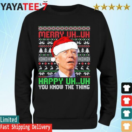 Funny Santa Joe Biden Merry Uh Uh Christmas Ugly T-Shirt