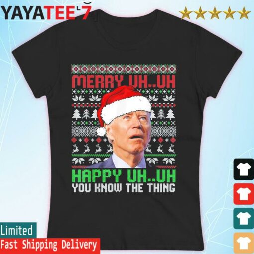 Funny Santa Joe Biden Merry Uh Uh Christmas Ugly T-Shirt