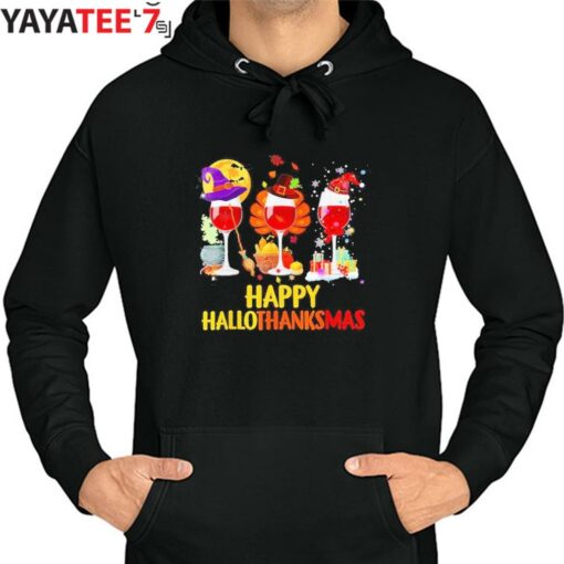 Happy HalloThanksMas Wine, Halloween, Thanksgiving, Christmas Happy Halloween 2022 T-Shirt