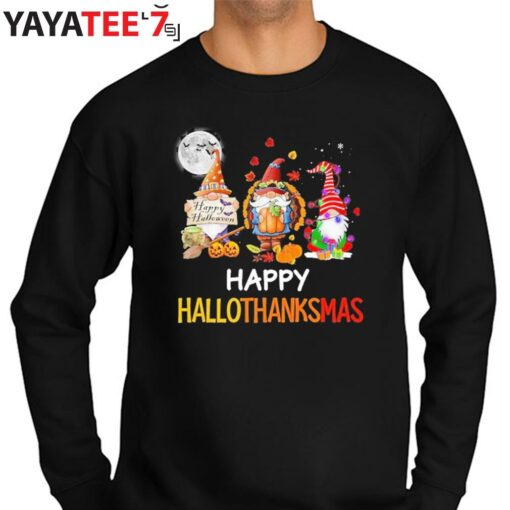 Happy Hallothanksmas Gnomes Halloween &amp Merry Christmas Happy Halloween 2022 T-Shirt