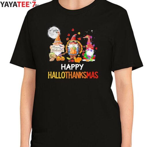 Happy Hallothanksmas Gnomes Halloween &amp Merry Christmas Happy Halloween 2022 T-Shirt