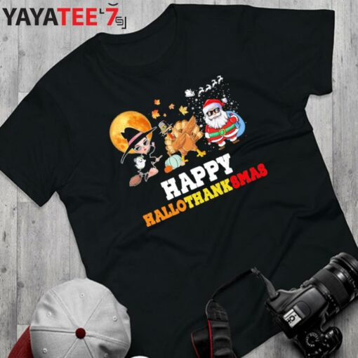 Happy Hallothanksmas Halloween Thanksgiving Christmas Squad Happy Halloween 2022 T-Shirt