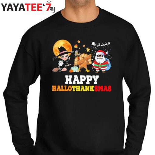 Happy Hallothanksmas Halloween Thanksgiving Christmas Squad Happy Halloween 2022 T-Shirt