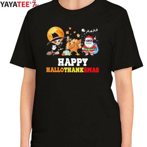 Happy Hallothanksmas Halloween Thanksgiving Christmas Squad Happy Halloween 2022 T-Shirt