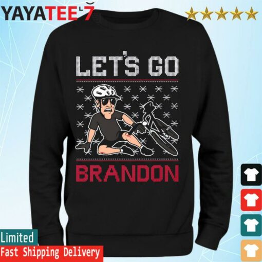 Joe Biden Falls Bike Let’s go Brandon Ugly Christmas shirt