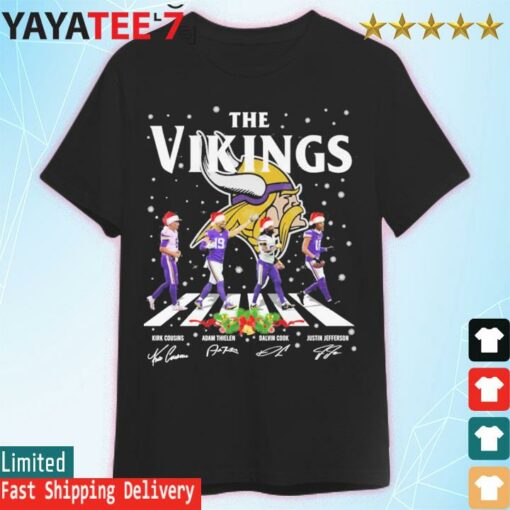 Kirk Cousins, Adam Thielen, Dalvin Cook and Justin Jefferson The Viking abbey road merry Christmas shirt