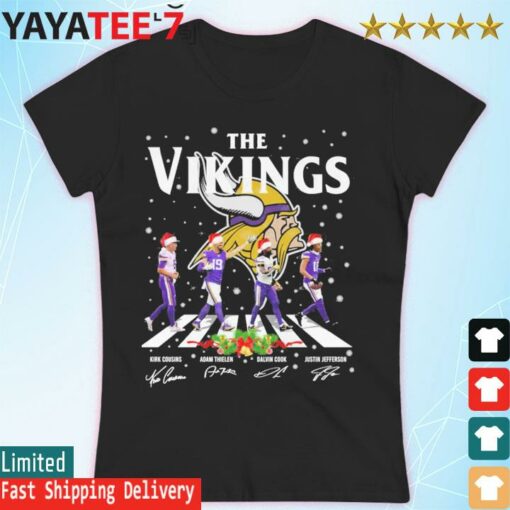 Kirk Cousins, Adam Thielen, Dalvin Cook and Justin Jefferson The Viking abbey road merry Christmas shirt