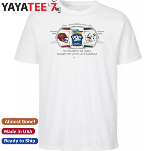 Official Iowa State Cyclones vs. Miami Hurricanes 2024 P TARTS Bowl 2-Team Helmet T-Shirt