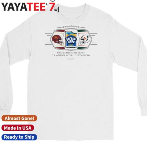 Official Iowa State Cyclones vs. Miami Hurricanes 2024 P TARTS Bowl 2-Team Helmet T-Shirt