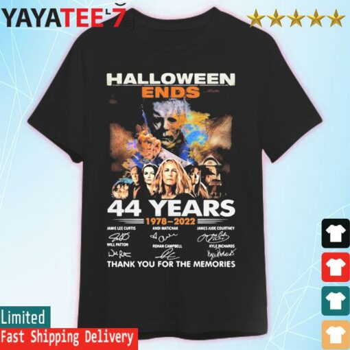 Official Michael Myers Halloween Ends 44 years 1978-2022 thank you for the memories signatures shirt