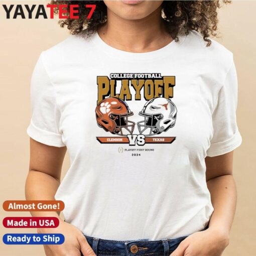 Official Texas Longhorns vs. Clemson Tigers 2025 College Football Playoff First Round Head-To-Head T-Shirt