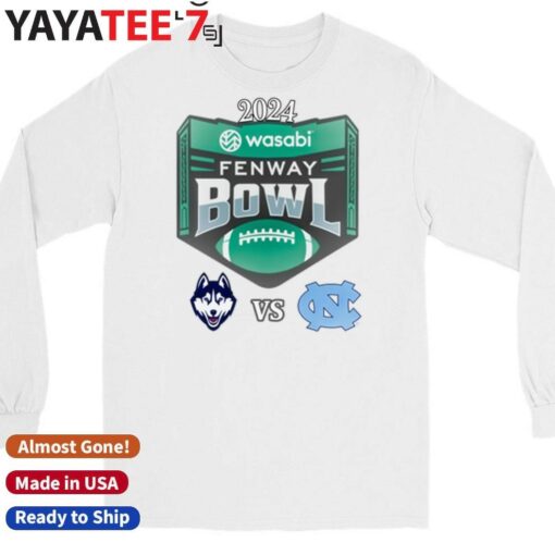 Official UConn Huskies vs. North Carolina Tar Heels 2024 Wasabi Fenway Bowl Matchup T-Shirt