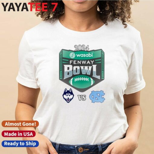 Official UConn Huskies vs. North Carolina Tar Heels 2024 Wasabi Fenway Bowl Matchup T-Shirt