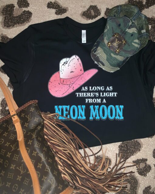 As Long As There’s Light From A Neon Moon Tee Vintage Country Style Shirt  Rocker Vintage Bella Tee