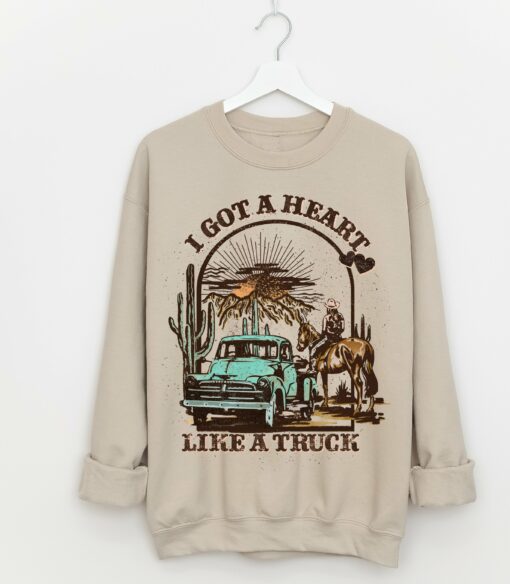 Bella Canvas I Got A Heart Like A Truck Sweatshirt  Country Western Sweatshirt