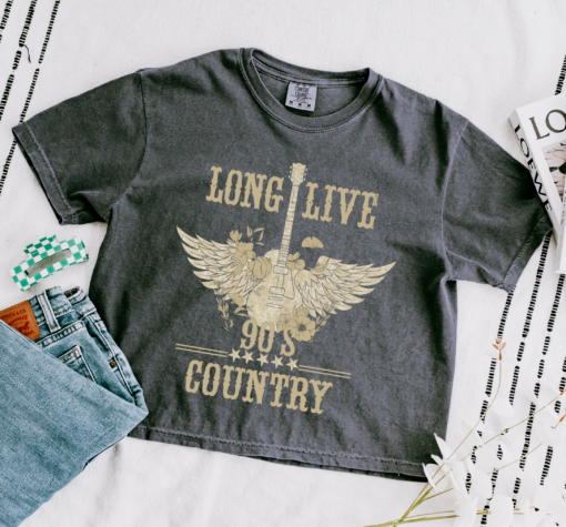 Cropped Comfort Colors Long Live 90’s Country Music Tee Adult Sizes