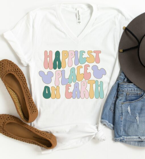 Happiest Place on Earth V-Neck Magical Vacation Themed Shirt  Mouse Shirt