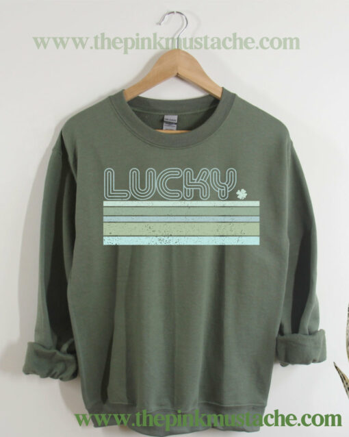 Lucky St Patty’s Day Retro Vibes Sweatshirt  Western Vintage Style Sweater – St Patricks Day Shirt