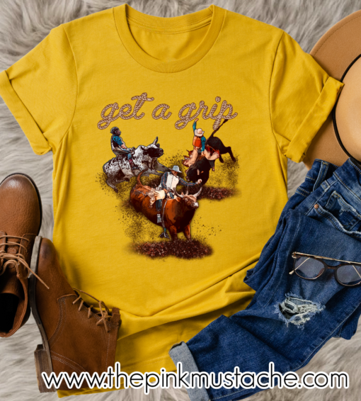 Soft Style Get A Grip Rodeo Western Style Shirt Toddler, Youth, and Adult Sizes – Rodeo Bull Riding Western Vibes Tee