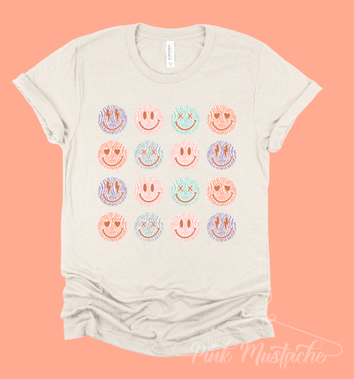 Soft Style Smiley Tiger Print Retro Tee Toddler, Youth, And Adult Sizes – Unisex Sized