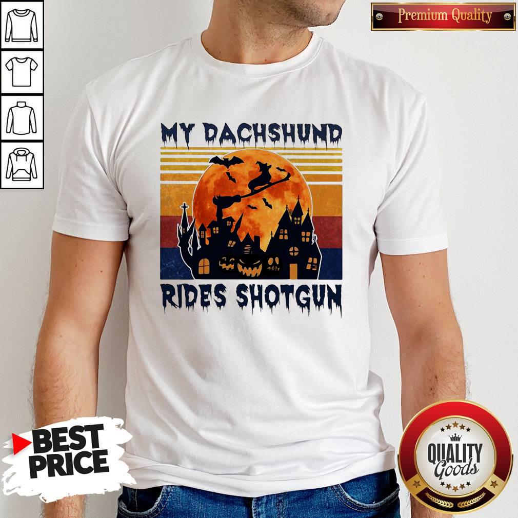 Hot Halloween My Dachshund Rides Shotgun Moon Vintage Retro Shirt Hot Halloween My Dachshund Rides Shotgun Moon Vintage Retro Shirt