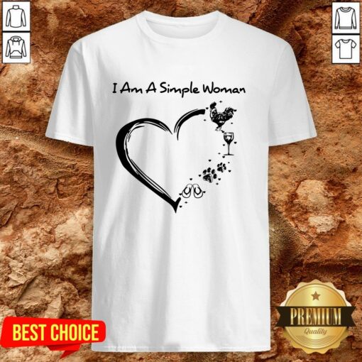 I Am A Simple Woman Chicken Wine Dog Paw And Flip Flop Shirt