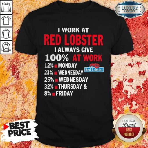 I Work At Red Lobster I Always Give 100 At Work Shirt